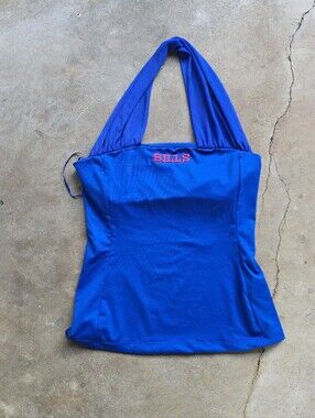 vtg y2k nfl couture mesh buffalo bills halter top size small